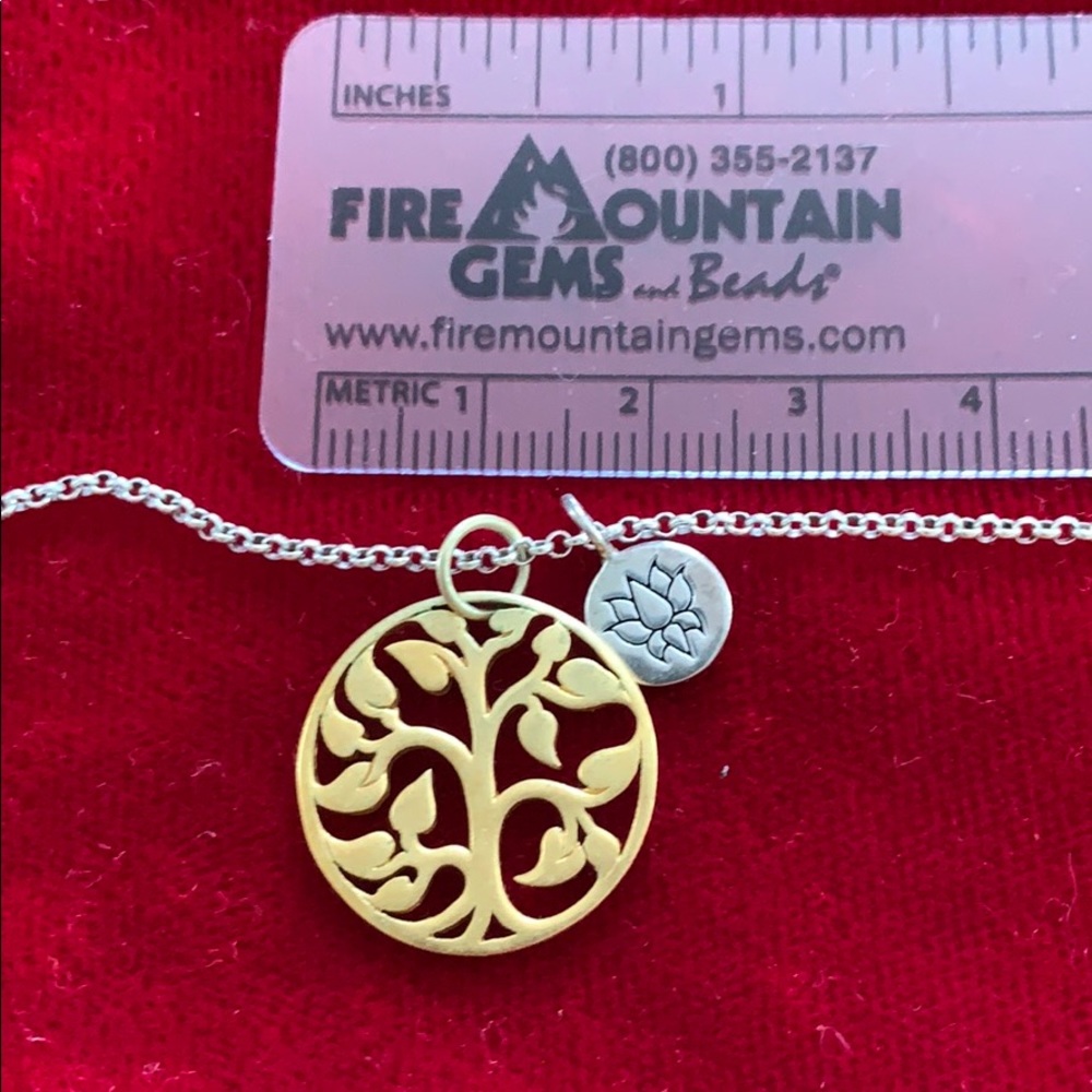 Tree Of Life, Lotus Charm Necklace 18”